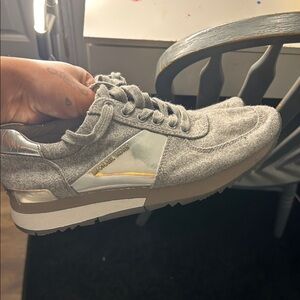 Michael Kors Silver and Gray Women's Sneakers